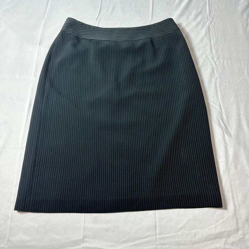 Georgiou Studio Women Black Gray Pinstripe Pencil Skirt 8 Stretch Career Office